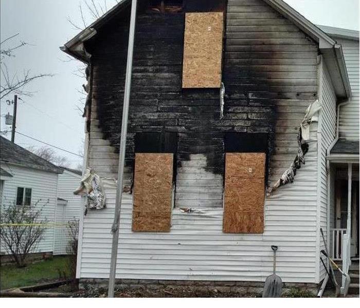 A fire damaged home